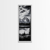 Teton Mountains, Framed Canvas Print, National Park Art, Rustic Cabin Decor, Wilderness Landscape, Black and White Art, Office Decor