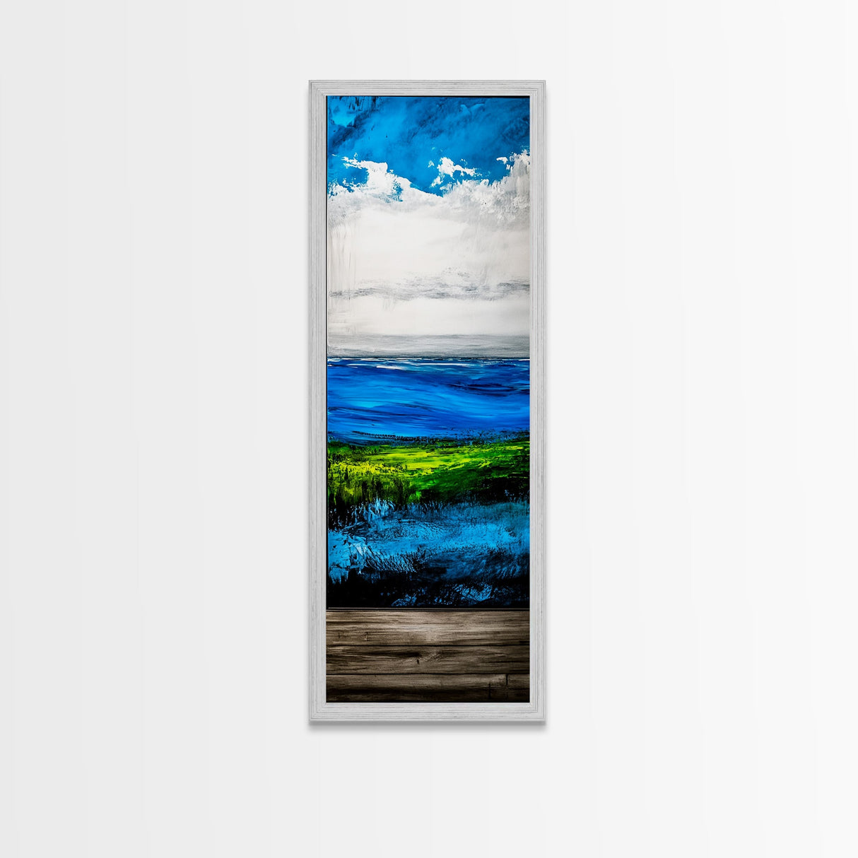 Minimalist Ocean Art, Coastal Wall Decor, Blue and Green Seascape, Modern Beach House Decor, Bedroom Wall Art, Framed Canvas Print