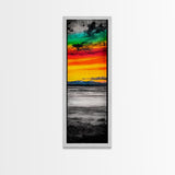 Vibrant Sunset Art, Mountain Landscape Print, Colorful Sky Painting, Modern Nature Decor, Home Wall Art, Large Canvas Print