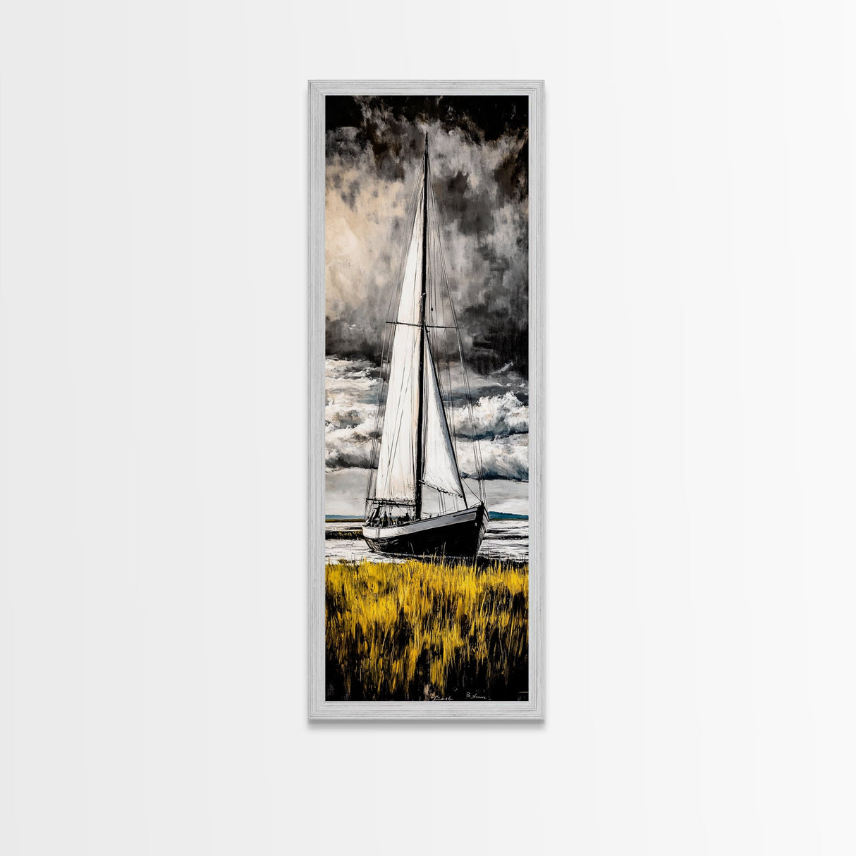 Sailing Boat, Nautical Art, Coastal Decor, Ocean Painting, Framed Canvas Print, Beach House Wall Art, Maritime Theme, Rustic Ocean Artwork