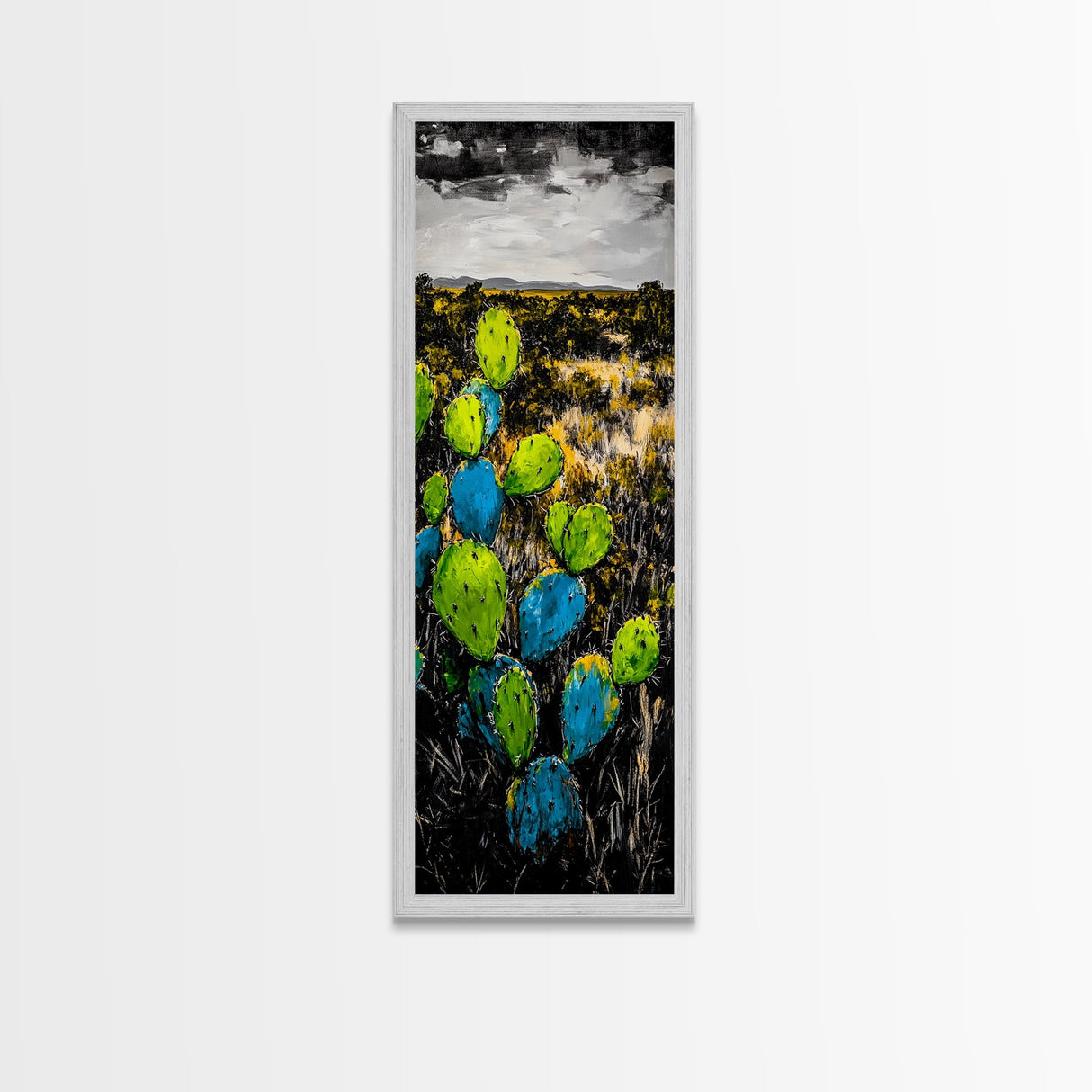 Cactus Art, Desert Landscape, Southwestern Decor, Bold Colors, Framed Canvas Print, Boho Wall Art, Nature Inspired, Vibrant Earthy Art