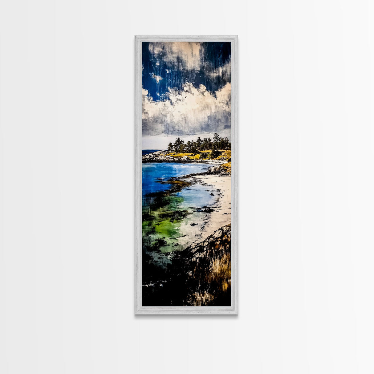 Coastal View, Ocean Serenity, Beach Scene, Tranquil Art, Framed Canvas Print, Living Room Wall Art, Seascape Painting, Nautical Home Decor