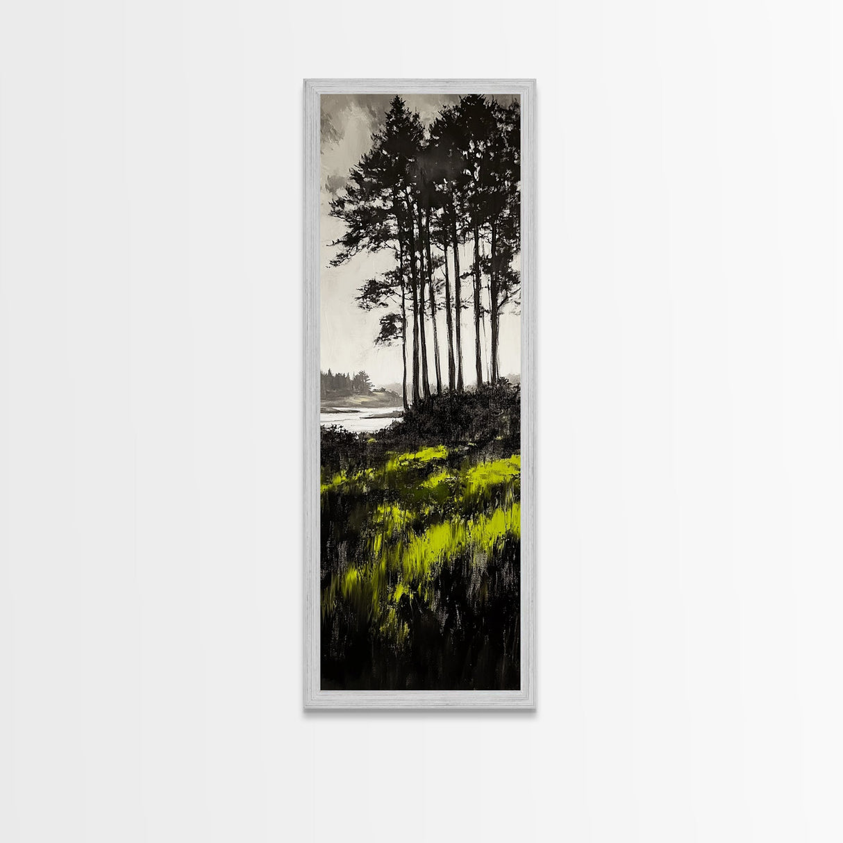 Forest Reflection, Mystical Landscape, Dark Green Art, Moody Nature, Framed Canvas Print, Living Room Wall Art, Elegant Home Aesthetic