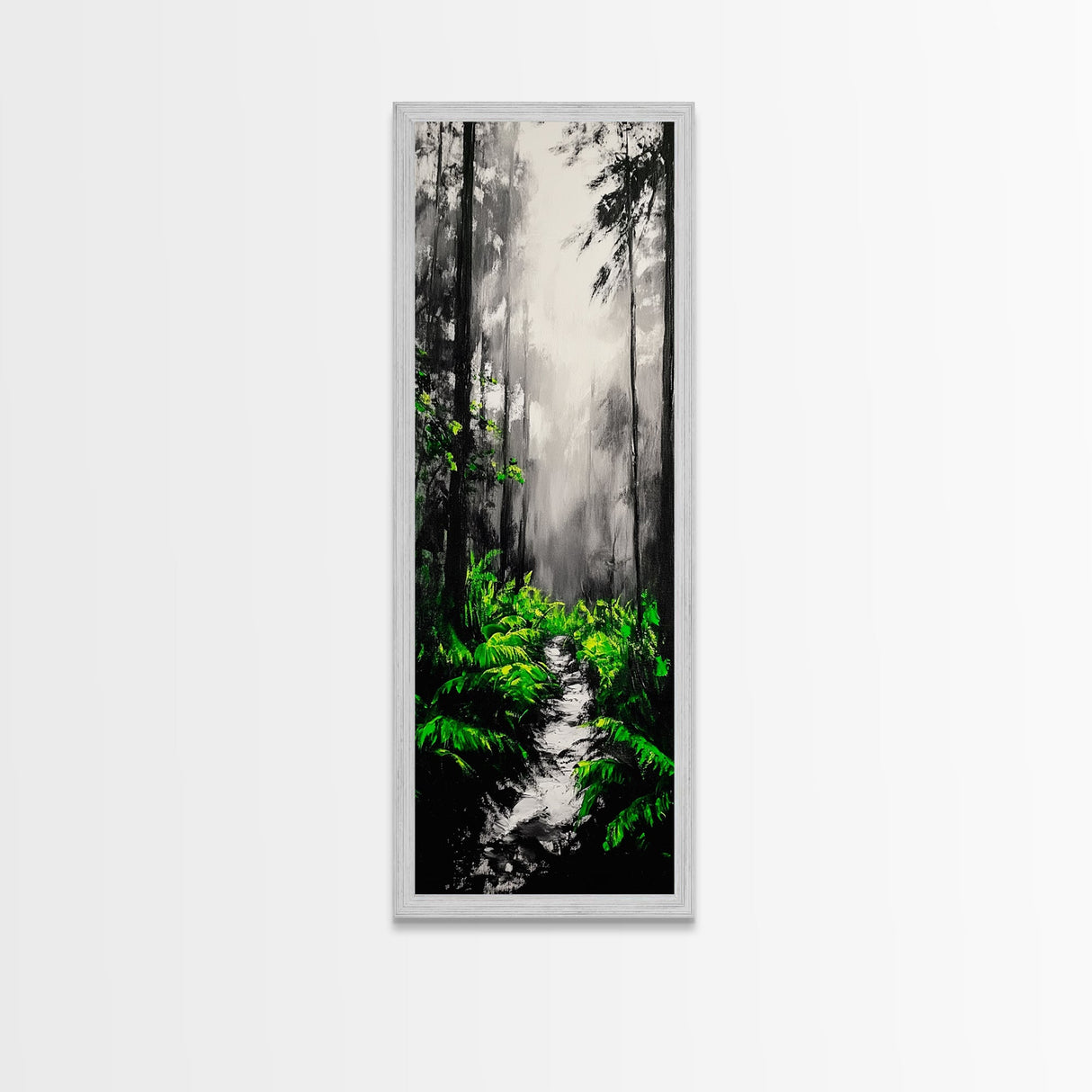 Misty Forest, Green Ferns, Moody Nature, Dark Aesthetic, Wall Decor, Canvas Print, Living Room Art, Modern Minimalist Artwork