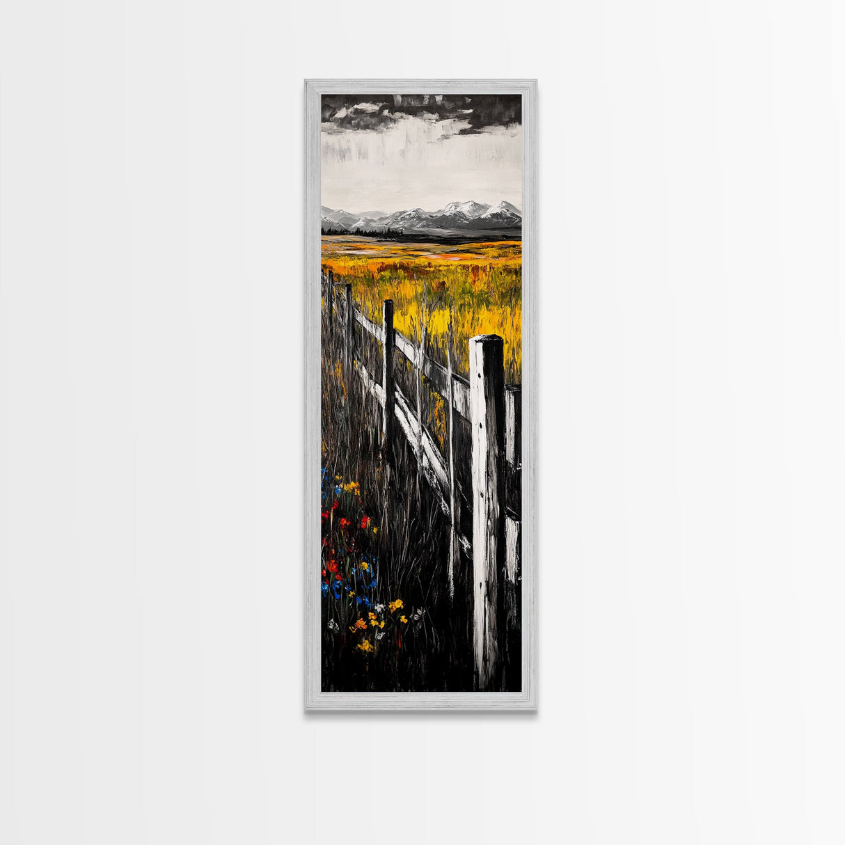 Rustic Fence, Country Landscape, Fall Fields, Farmhouse Wall Decor, Living Room Art, Framed Canvas Print, Nature Home Artwork