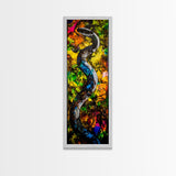 Vibrant Snake, Colorful Wildlife, Bold Abstract, Jungle Theme, Wall Decor, Framed Canvas Print, Living Room Art, Unique Home Design
