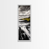 Dramatic Seascape, Stormy Ocean Art, Coastal Painting, Black and White Art, Monochrome Home Decor, Canvas Print, Living Room Accent