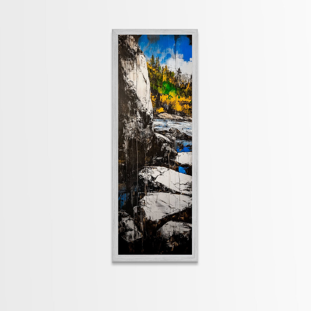Rugged Cliffs, Rocky Shore, Coastal Scene, Framed Canvas Print, Seaside Decor, Nautical Wall Art, Ocean View, Beach House Decor