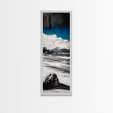 Stormy Seaside, Dramatic Sky, Ocean Waves, Canvas Print, Moody Wall Art, Monochrome Coastal Decor, Modern Living Room Art