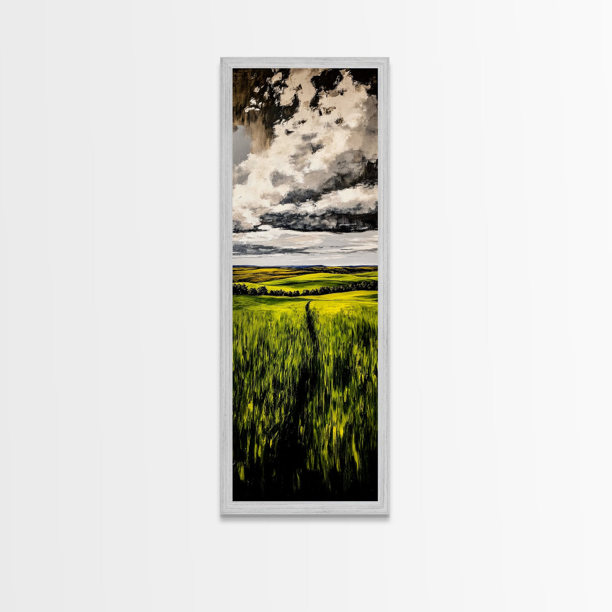 Rolling Fields, Green Landscape Painting, Farmhouse Wall Art, Nature Artwork, Rustic Home Decor, Country Living Room Art, Canvas Print