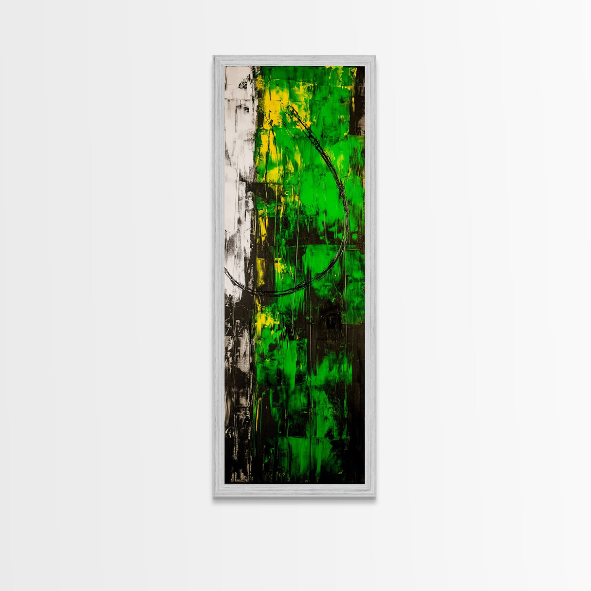 Abstract Green Artwork, Black and Yellow Modern Art, Minimalist Texture Painting, Contemporary Wall Art, Office Decor, Canvas Print