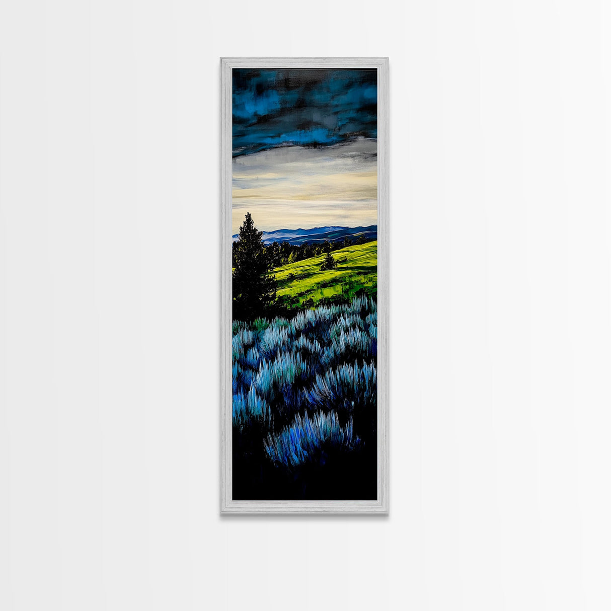 Rolling Hills, Blue and Green Landscape Art, Farmhouse Wall Decor, Modern Countryside Painting, Living Room or Office Art, Canvas Print