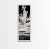 Black and White Sky, Cloudscape Wall Art, Minimalist Artwork, Nature Landscape Painting, Office or Bedroom Decor, Framed Canvas Print