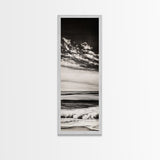 Ocean Horizon, Black and White, Cloudy Sky, Canvas Print, Coastal Wall Art, Minimalist Seascape, Modern Living Room Decor, Nautical Art