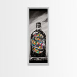 Snake in Bottle, Surreal, Dark Art, Framed Canvas Print, Gothic Home Decor, Unique Gift, Mysterious Artwork, Living Room Wall Art