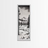 Winter Landscape, Snowy Mountains, Canvas Print, Black and White Photography, Rustic Home Decor, Cozy Cabin Wall Art, Nature Photography