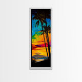 Palm Trees, Sunset, Ocean, Canvas Print, Tropical Wall Art, Vibrant Seascape, Beach House Decor, Exotic Landscape Painting