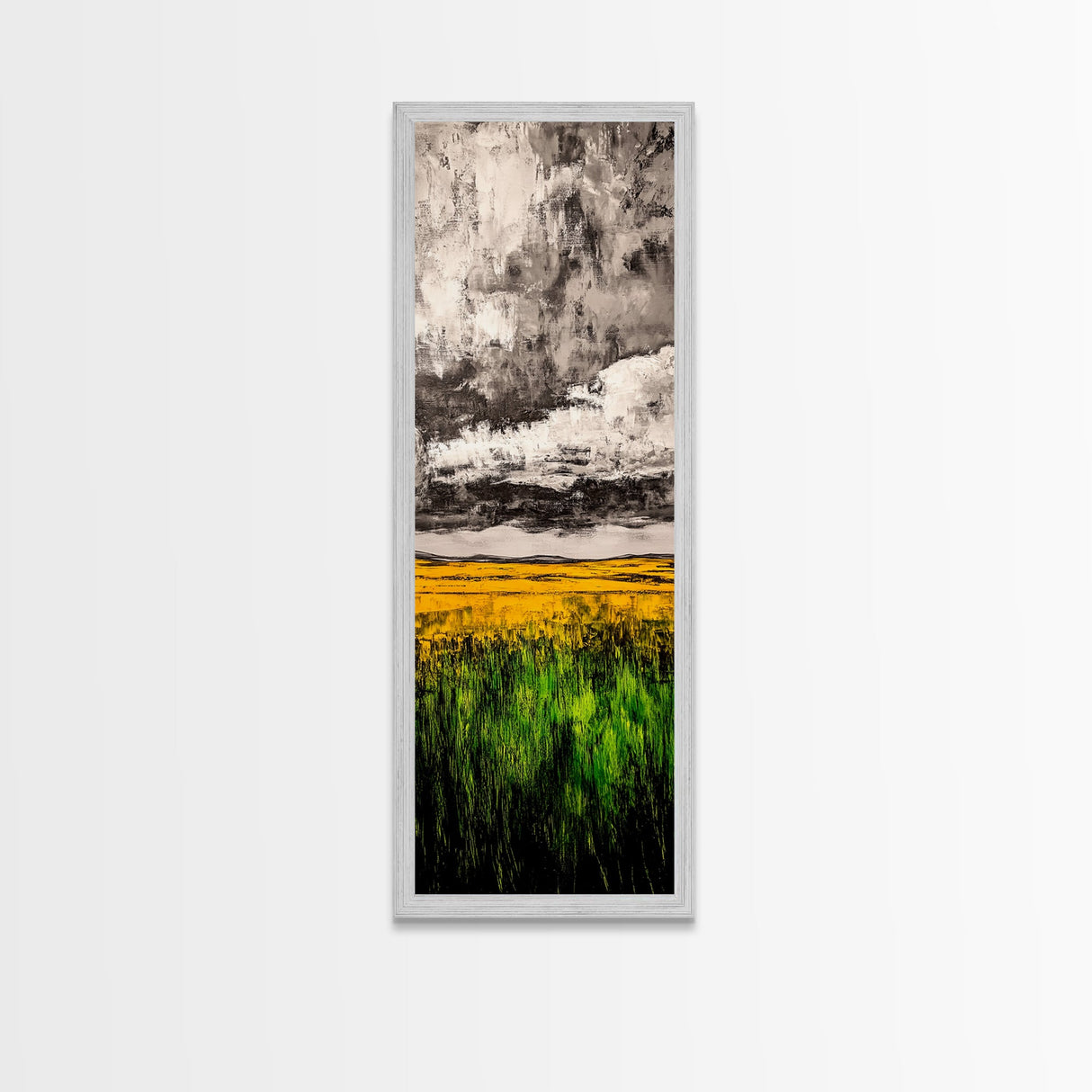 Golden Fields, Dramatic Sky, Green and Yellow, Canvas Print, Rustic Farmhouse Wall Art, Autumn Landscape Decor, Dining Room Art