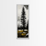 Lone Pine, Mountain View, Black and White, Canvas Print, Nature Wall Art, Rustic Home Decor, Cabin or Lodge Artwork