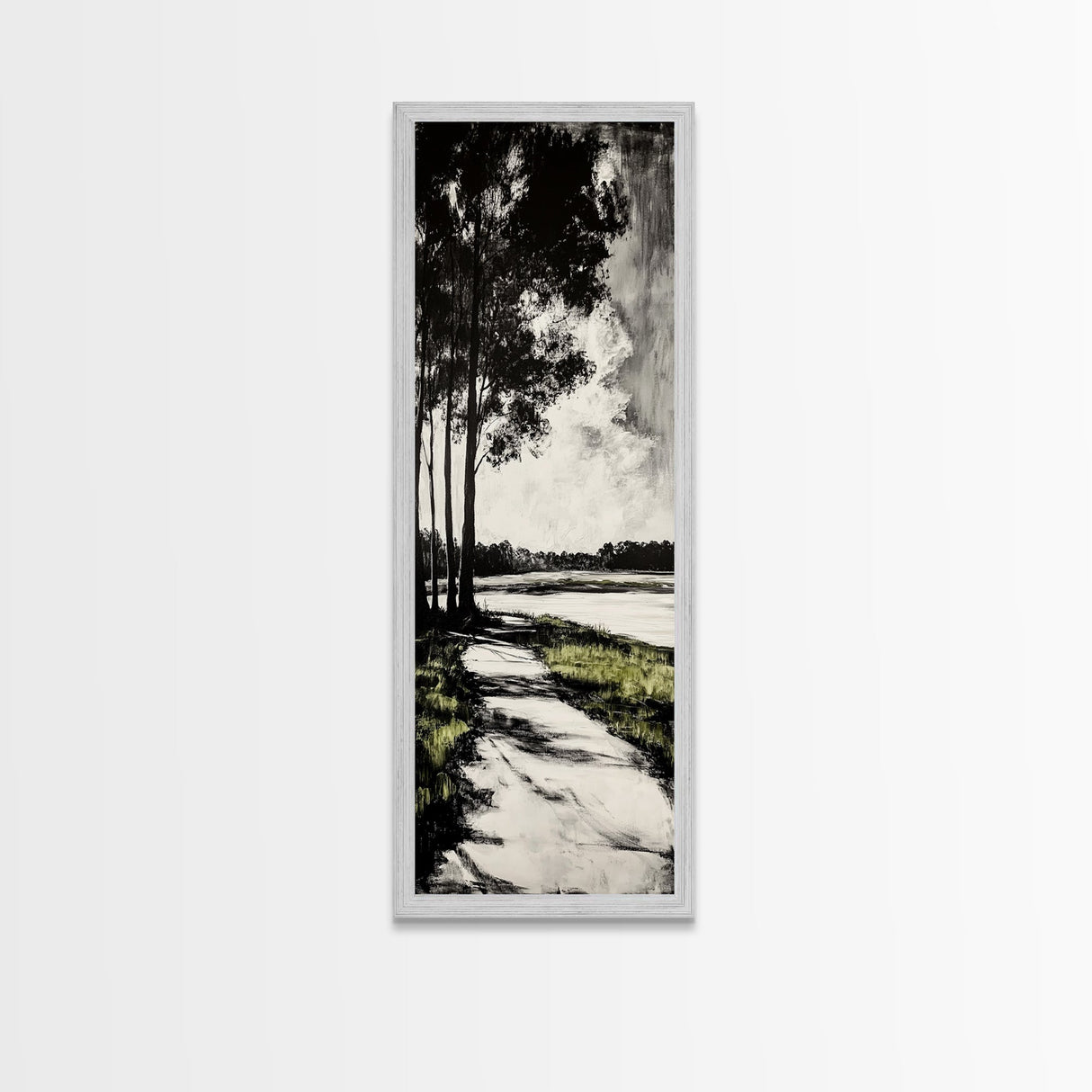 Pathway Trees, Black and White Art, Forest Landscape, Framed Canvas Print, Minimalist Wall Art, Nature Decor, Tranquil Home Artwork