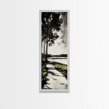 Pathway Trees, Black and White Art, Forest Landscape, Framed Canvas Print, Minimalist Wall Art, Nature Decor, Tranquil Home Artwork