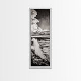 Ocean Power, Wave Crash, Coastal Landscape, Dramatic Seascape, Framed Canvas Print, Black and White Wall Art, Beach House Decor