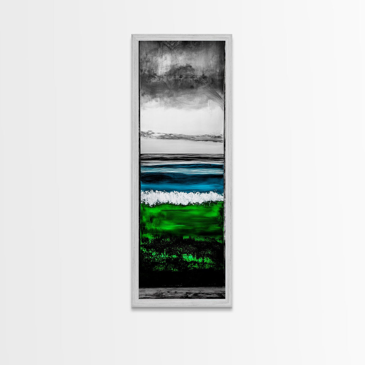 Emerald Waters, Coastal Horizon, Abstract Ocean, Deep Sea Art, Framed Canvas Print, Beach House Decor, Nautical Home Wall Art