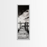 Wooden Dock, Black and White Lake Art, Rustic Cabin Wall Decor, Peaceful Waterfront Scene, Minimalist Landscape, Canvas Print