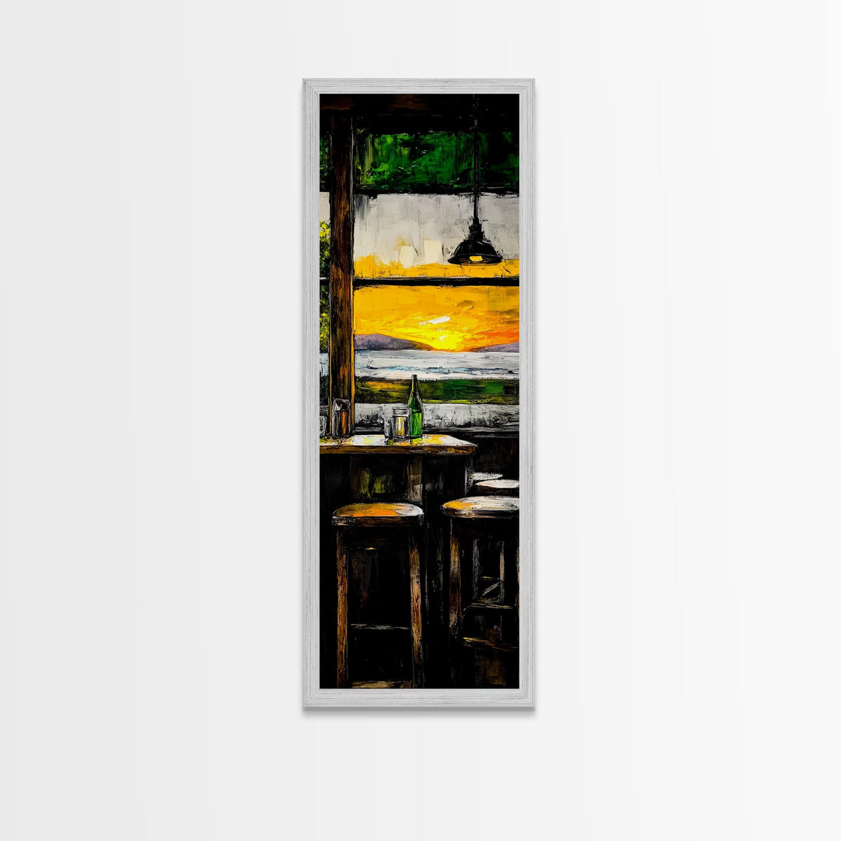 Bar Sunset, Cozy Tavern Art, Rustic Interior Painting, Canvas Print, Warm Evening Decor, Relaxed Home Vibes, Kitchen or Bar Wall Art