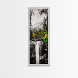Waterfall Scene, Mountain Landscape, Abstract Nature Art, Canvas Print, Wilderness Wall Art, Green Yellow Decor, Adventure Home Decor