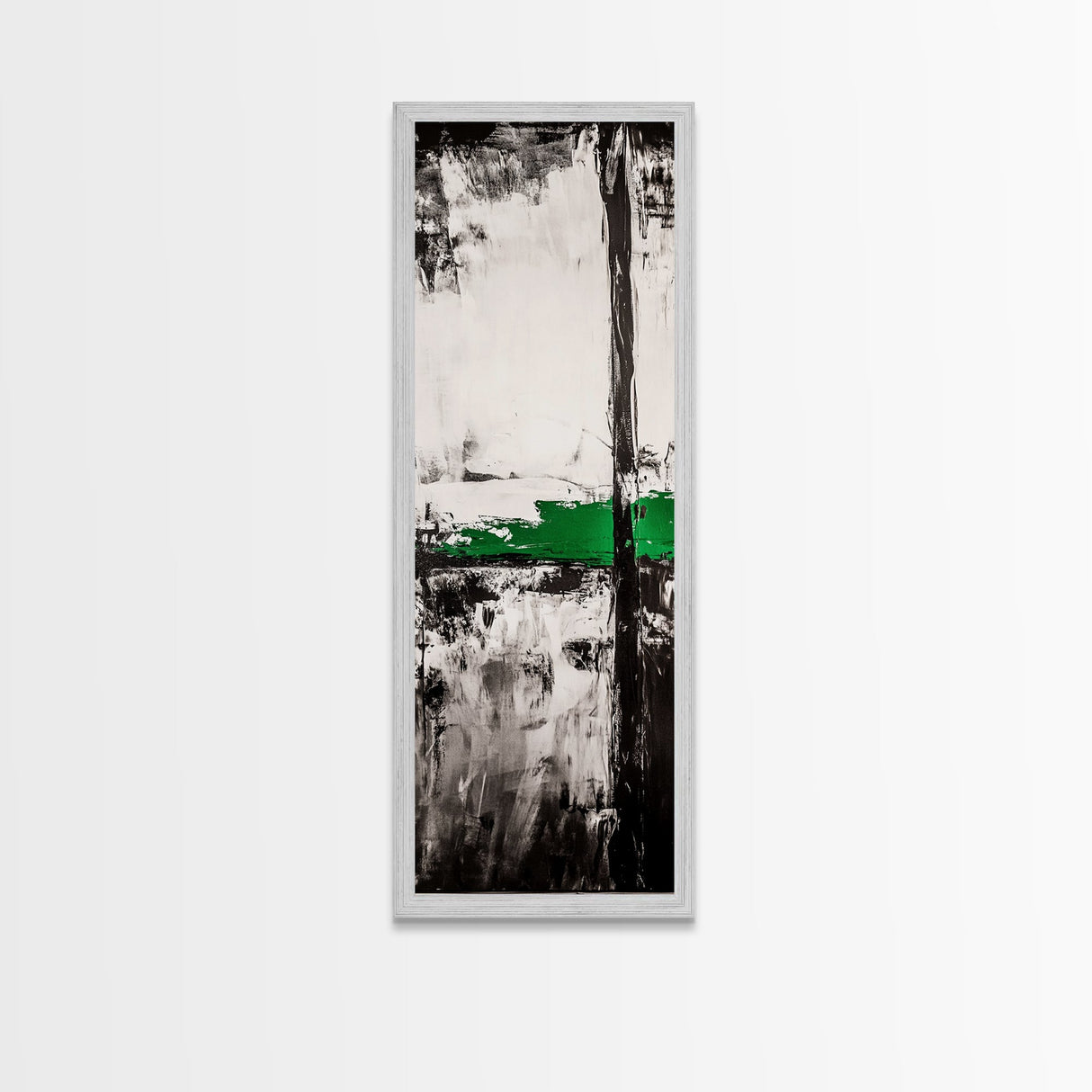 Abstract Lines, Modern Minimalist, Monochrome Art, Canvas Print, Geometric Wall Art, Black White Green, Contemporary Home Decor