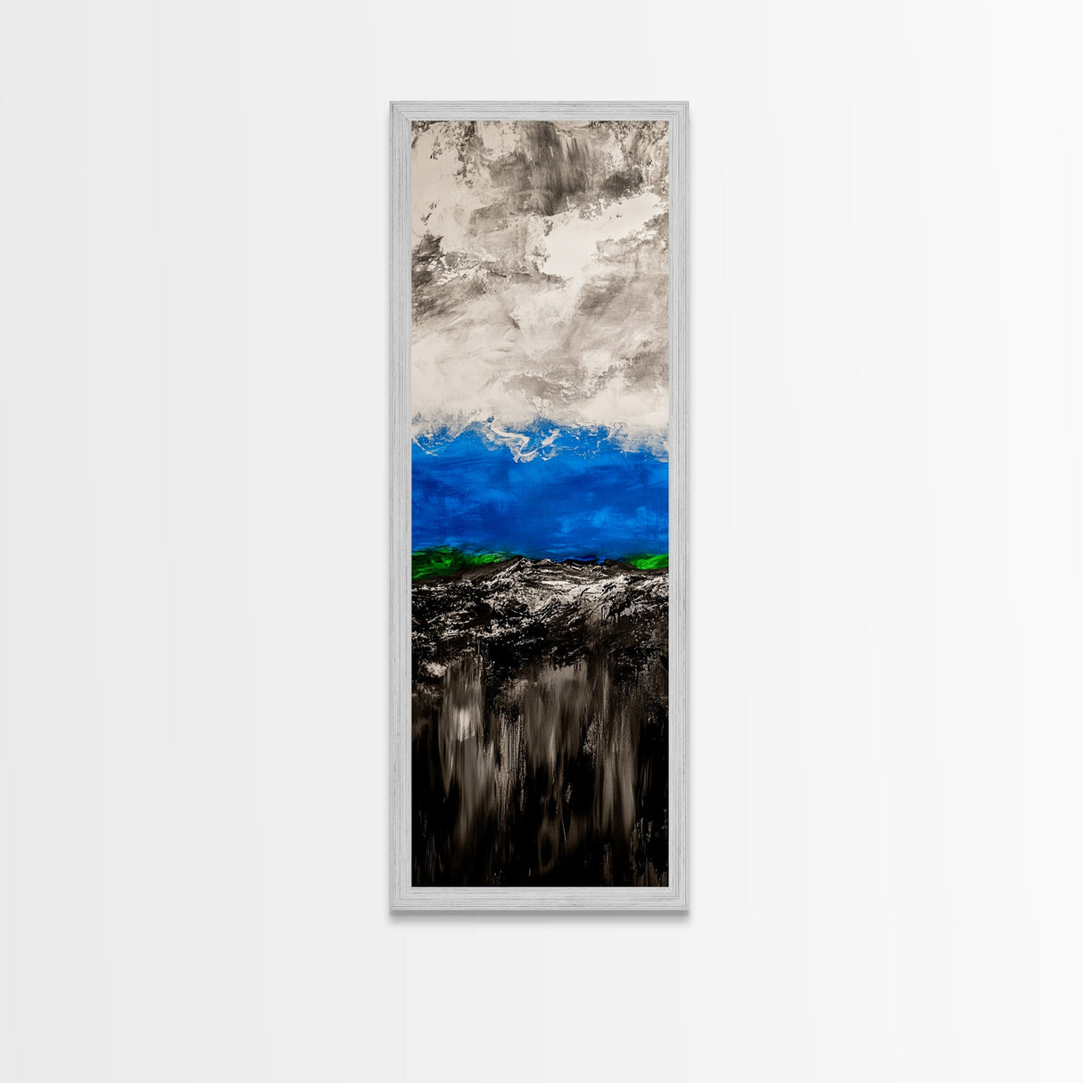 Mountain Horizon, Moody Landscape, Blue Sky Art, Framed Canvas Print, Abstract Nature, Minimalist Decor, Modern Wall Art, Office Decor