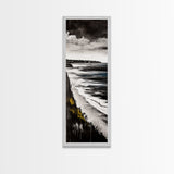 Monochrome Coast, Black and White Seascape, Framed Canvas Print, Beach House Art, Minimalist Landscape, Living Room Wall Art