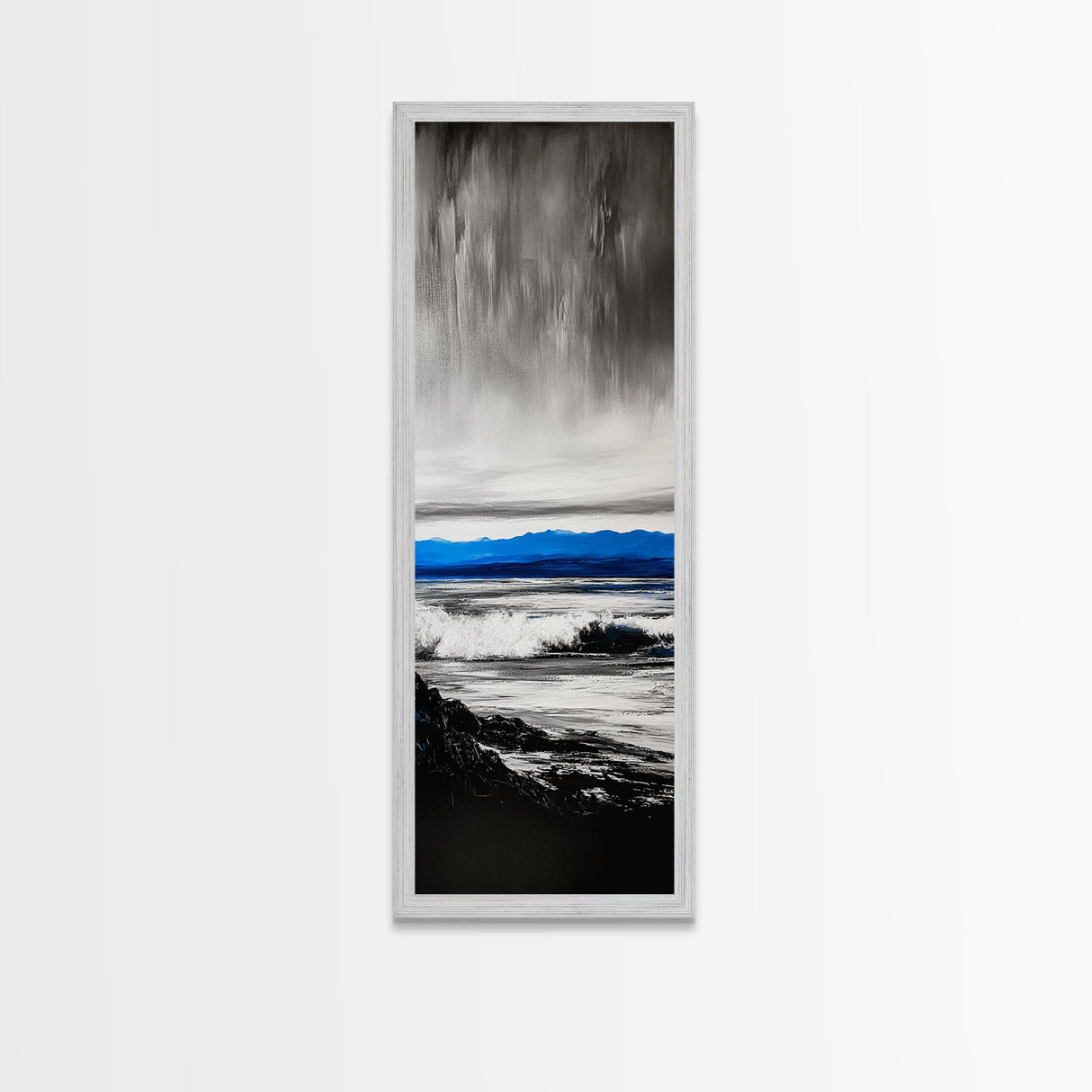 Stormy Waves, Dramatic Seascape, Black and White Art, Framed Canvas Print, Coastal Wall Art, Nautical Home Decor, Minimalist Seascape