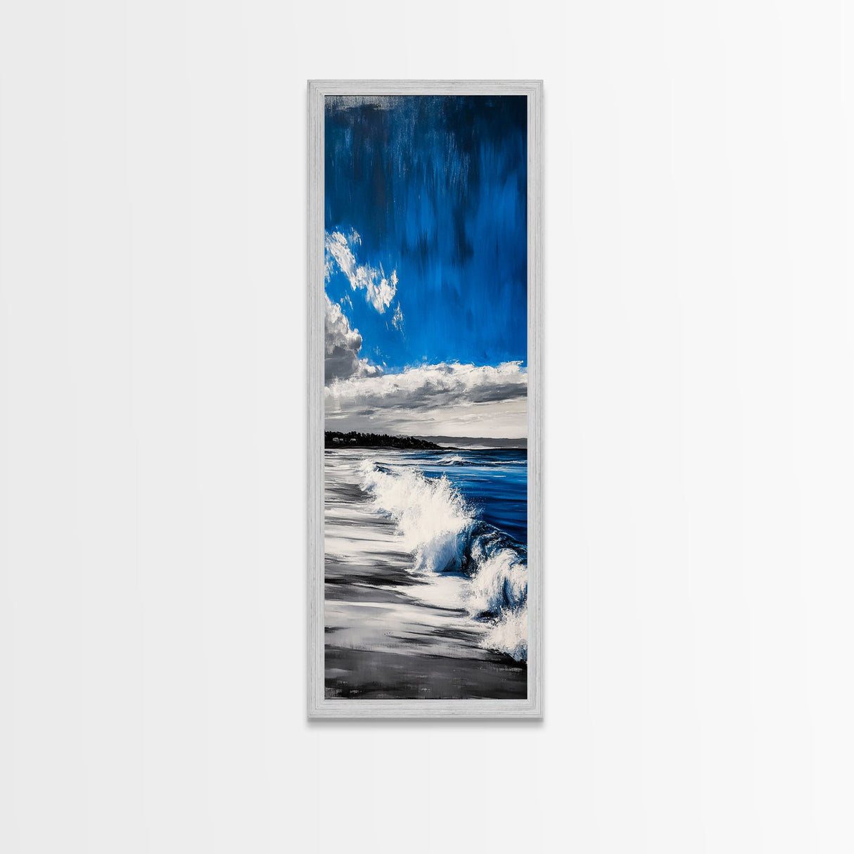 Tranquil Shore, Blue Ocean Art, Coastal Landscape, Framed Canvas Print, Beach House Decor, Minimalist Artwork, Living Room Art