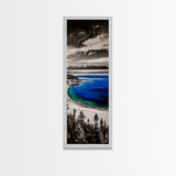 Lake View, Mountain Reflection, Black and White Art, Framed Canvas Print, Cabin Decor, Nature Inspired, Peaceful Wall Art