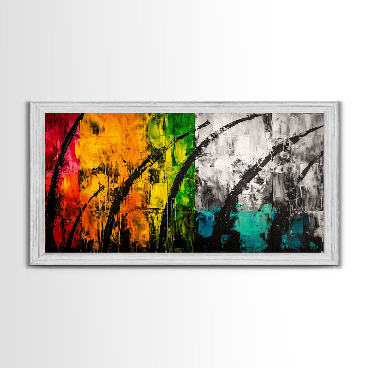 Colorful Abstract, Bold Nature, Autumn Tones, Framed Canvas Print, Modern Home Decor, Boho Art, Large Statement Piece, Living Room Art