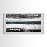 Moody Seascape, Minimalist Painting, Black and White Ocean, Framed Canvas Print, Contemporary Wall Art, Modern Coastal Home Decor