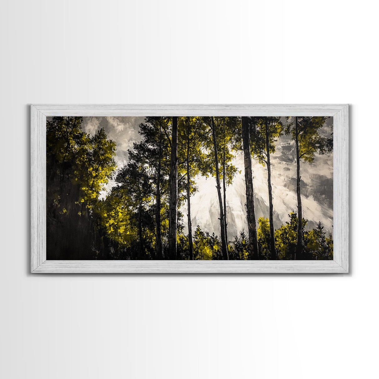 Sunlit Forest, Autumn Trees, Fall Home Decor, Framed Canvas Print, Nature Lover Gift, Cozy Wall Art, Woodland Art