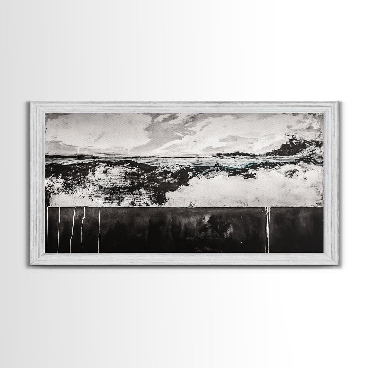Black and White, Ocean, Waves, Minimalist, Canvas Print, Coastal Art, Nautical Decor, Bedroom Wall Art, Modern Home Decor, Fine Art Print