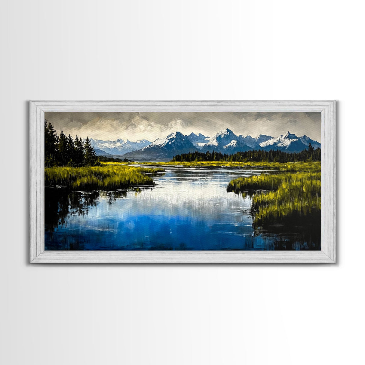 Mountain Reflection, Lake, Landscape, Framed Canvas Print, Nature Wall Art, Rustic Home Decor, Large Wall Art, Cabin Art, Gift Idea