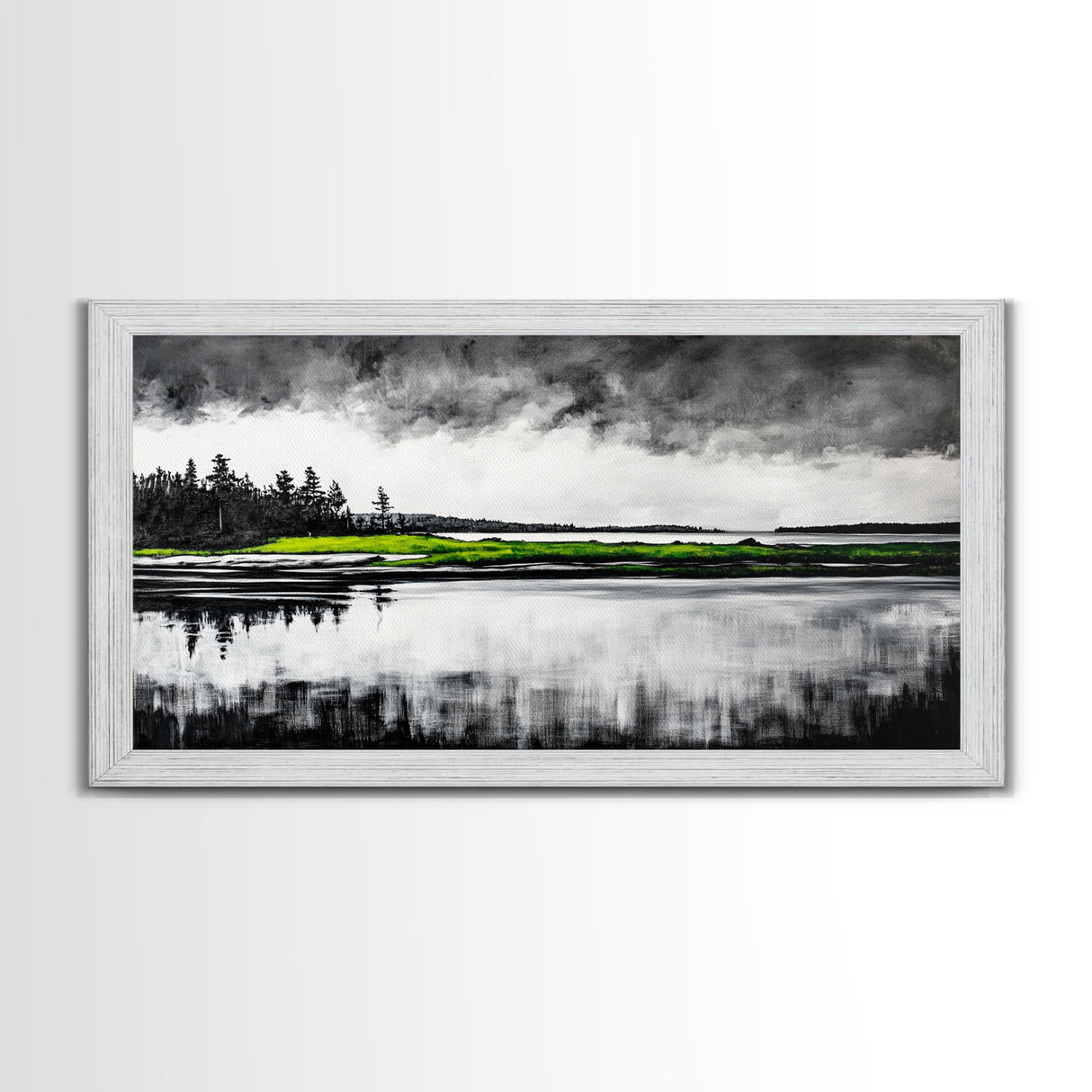 Stormy Waters, Abstract Beach Scene, Canvas Print, Ocean Wall Art, Moody Seascape Painting, Coastal Wall Decor, Living Room Art
