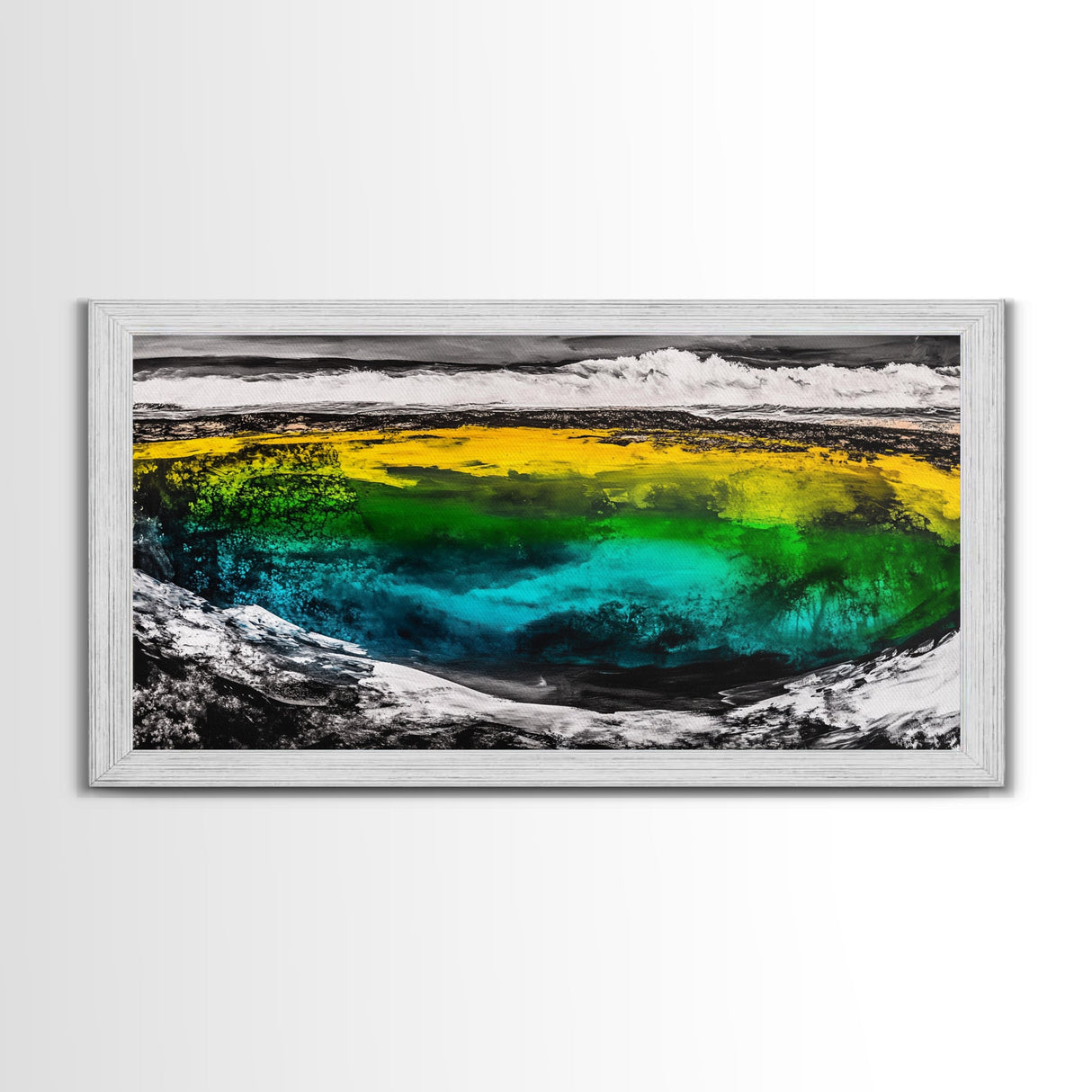 Turquoise Waves, Bold Ocean Art, Framed Canvas Print, Modern Abstract Seascape, Beach House Wall Decor, Large Statement Art
