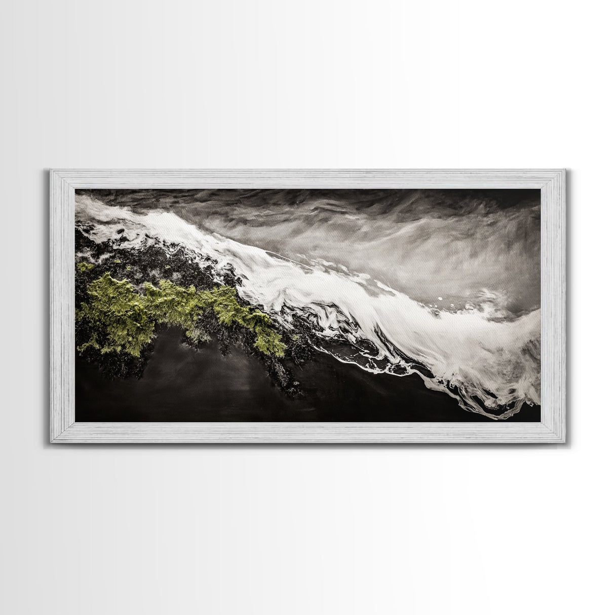 Abstract Ocean Waves, Coastal Wall Art, Modern Seascape Painting, Monochrome Beach Decor, Minimalist Black White Art, Canvas Print
