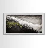 Abstract Ocean Waves, Coastal Wall Art, Modern Seascape Painting, Monochrome Beach Decor, Minimalist Black White Art, Canvas Print