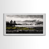 Foggy Forest, Mountain Landscape, Monochrome Wall Art, Framed Canvas Print, Modern Home Decor, Living Room Artwork, Nature Print