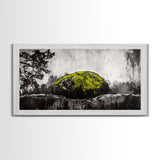 Mossy Rock, Abstract Nature, Green and Black Art, Canvas Print, Rustic Wall Decor, Boho Artwork, Modern Farmhouse Decor