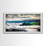Ocean Waves, Blue and Green, Framed Canvas Print, Beach House Decor, Nautical Wall Art, Large Wall Art, Coastal Living, Modern Seascape