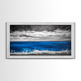 Minimalist Ocean, Black and White, Framed Canvas Print, Coastal Art, Beach House Decor, Nautical Wall Art, Living Room Art, Landscape