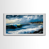 Stormy Waves, Dramatic Seascape, Canvas Print, Coastal Wall Art, Beach House Decor, Nautical Art, Moody Ocean Scene, Living Room Wall Art